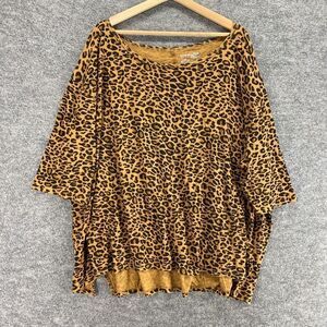 5 For $40 Terra & Sky Top Women Plus 4XL Brown Animal Print Short Sleeve Tunic